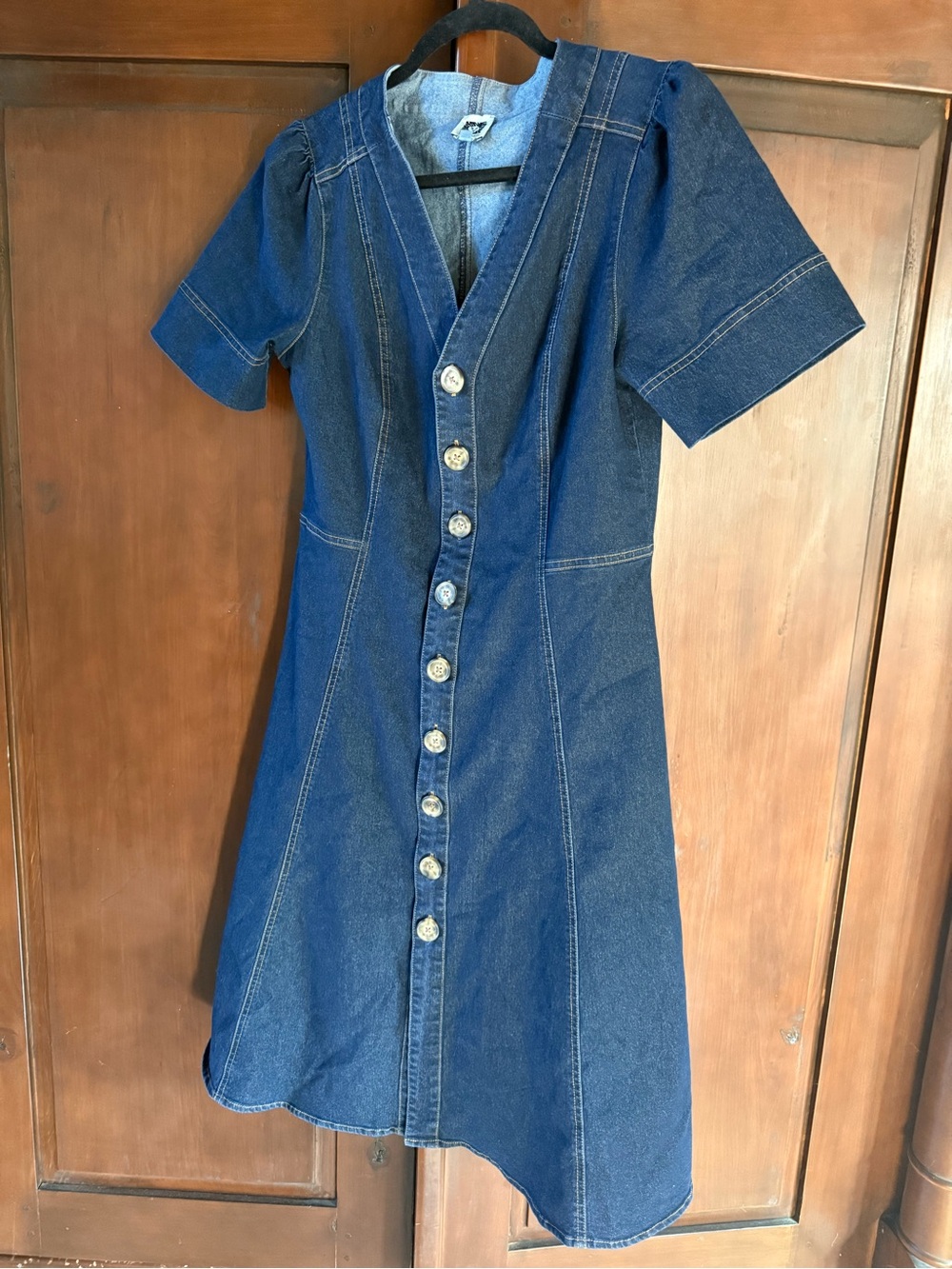 Anne Klein Denim Button-Front A-Line Dress